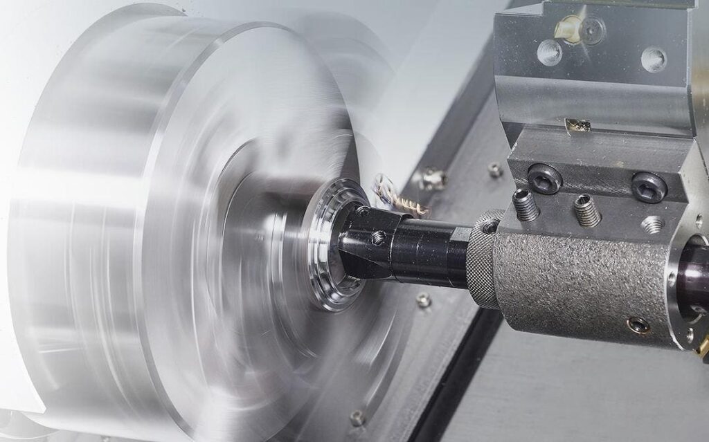 Lathe in operation